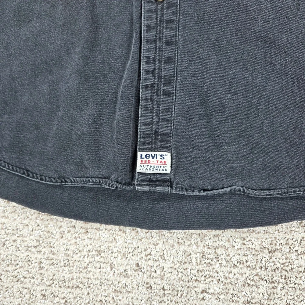 Vintage Levis Red Tab Mens Large Black Denim Long Sleeve Button Down Shirt
